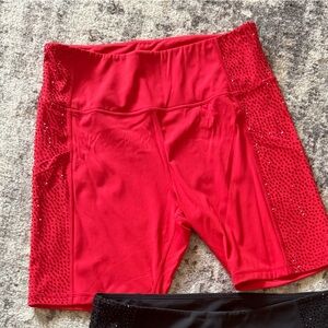 QUEEN OF SPARKLES Red and Black Bike Shorts